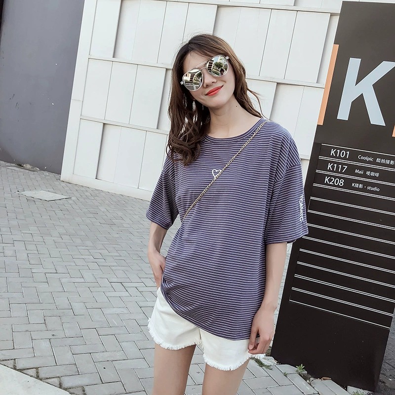 Летняя Классическая Футболка для беременных в полоску с короткими рукавами для беременных, пальто, свободное повседневное базовое пальто для мамы, поколение волос