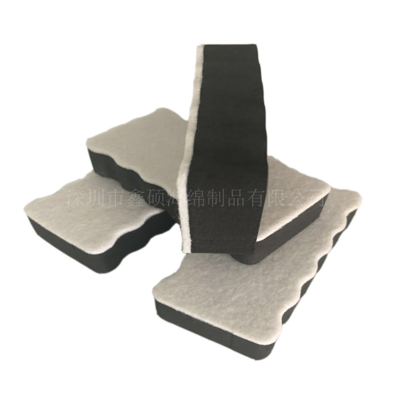 EVA擦子黑色多层复合加工海绵搽黑白色黑板海绵擦形状尺寸可定