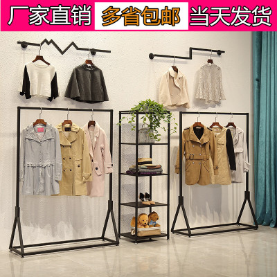 欧式铁艺服装架展示架 落地式婚纱陈列架 服装店货架侧挂龙门衣架