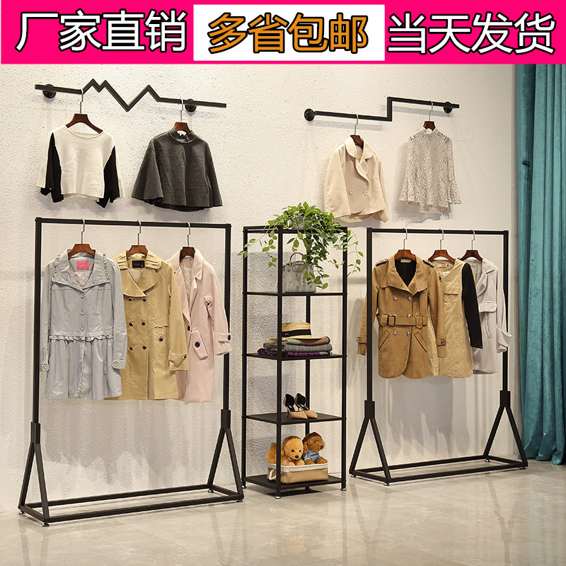 欧式铁艺服装架展示架 落地式婚纱陈列架 服装店货架侧挂龙门衣架