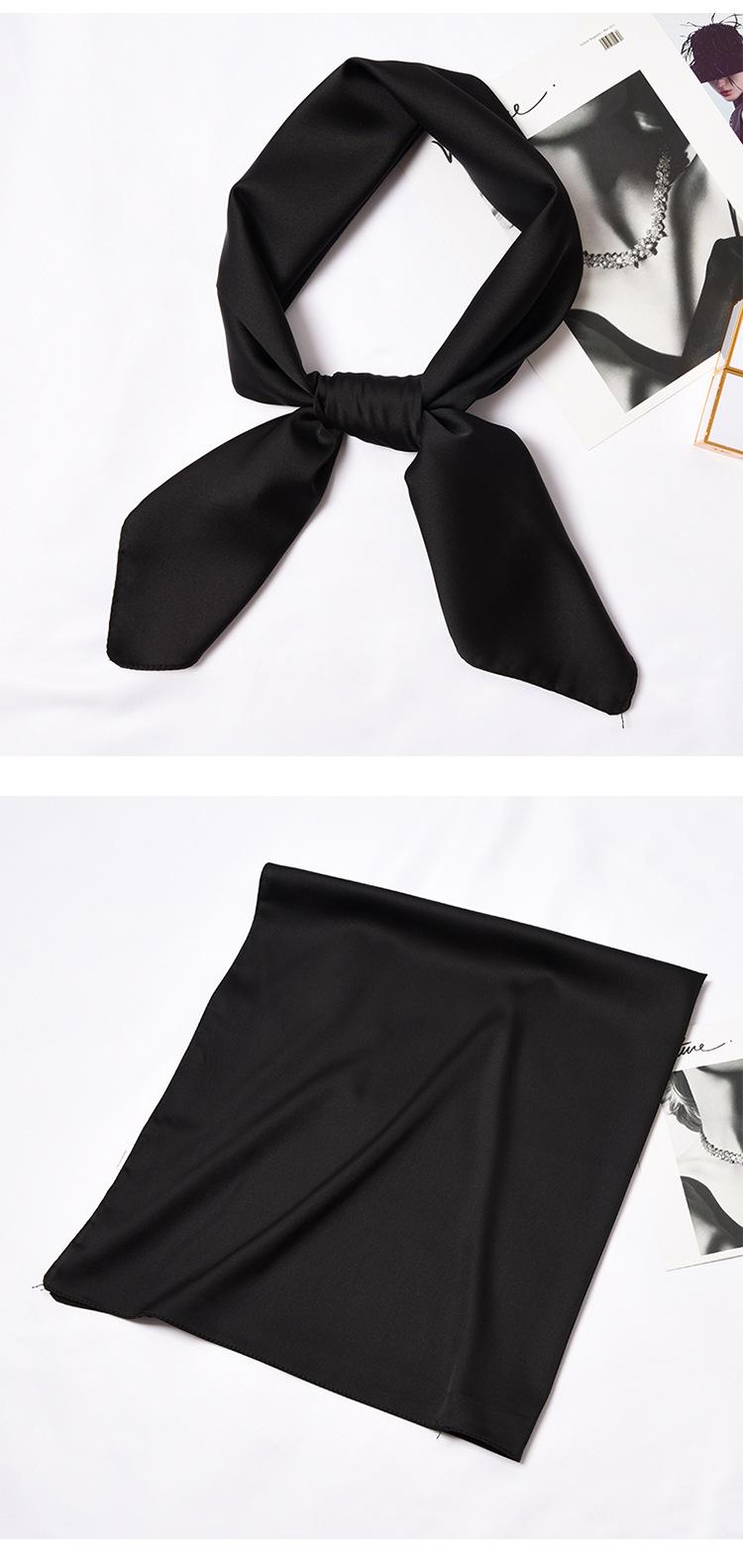123g Weight Silk Scarf Classification Daily Occasion Satin Material Solid Color Pattern Summer, Spring, Autumn Season Women'S Gender Simple Style Style Women's Simple Style Solid Color Satin Silk Scarves 31
