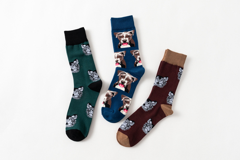 Men's Streetwear Dog Cotton Crew Socks A Pair display picture 4