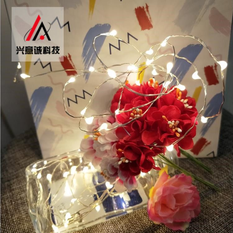 Manufactor Direct selling Spring Festival Showcase Decorative lamp DC Connector plug in payment LED Silver Line White Light 5cm Light distance