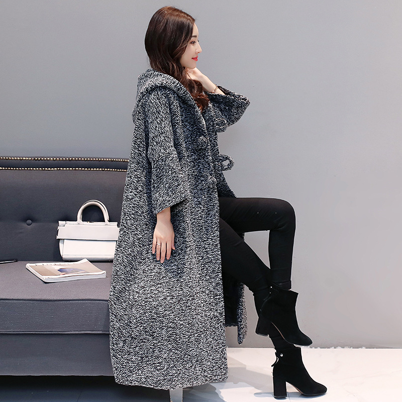 2018秋冬新款韓版加厚大衣胖MM大碼中長連帽開衫外套