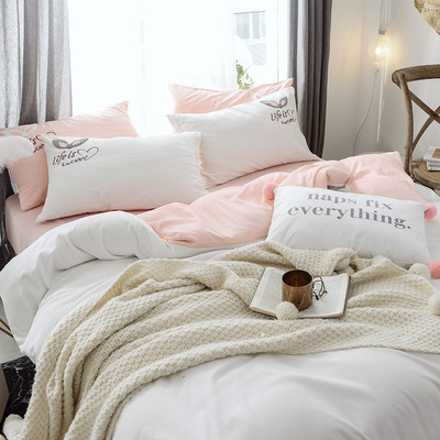 绣花刺绣学生宿舍三件套 亲肤磨毛四件套小清新 床品套件一件代发