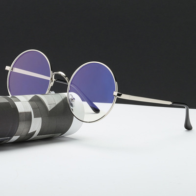 goods in stock wholesale circular Retro Eyeglass frame Prince Plain glasses men and women Metal Spectacle frame Blue light glasses