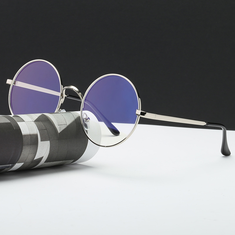 goods in stock wholesale circular Retro Eyeglass frame Prince Plain glasses men and women Metal Spectacle frame Blue light glasses