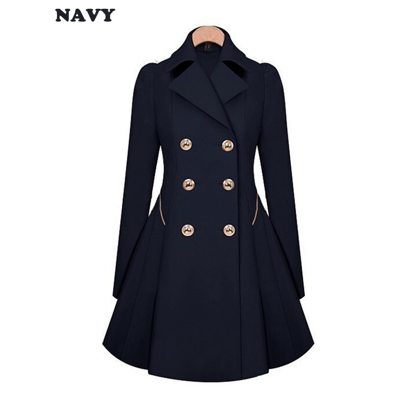 AliExpress ebay Foreign trade Explosive money Europe and America Women's wear Windbreaker coat Double-breasted Mid length version Solid Self cultivation Windbreaker