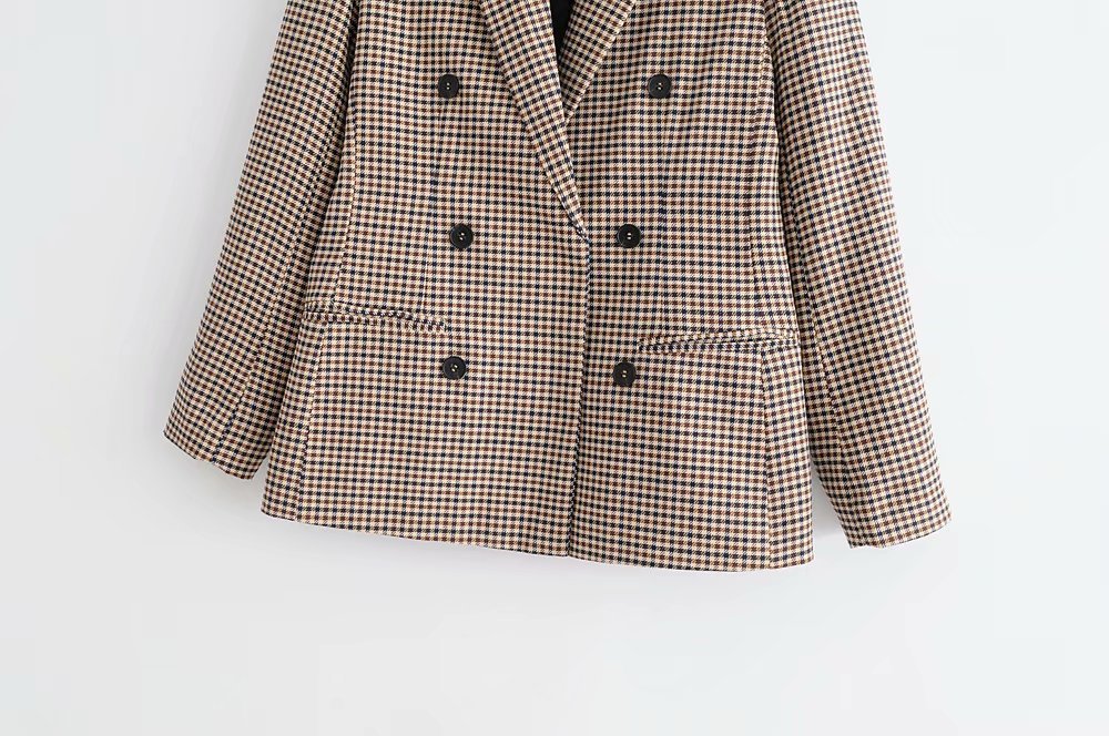 retro plaid breasted small suit jacket  NSAM29918