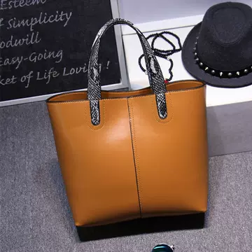 2022 New Guangzhou Handmade Factory Bag Wholesale Bucket Bag European and American Fashion Leather Women's Bag Cowhide Handbag - ShopShipShake