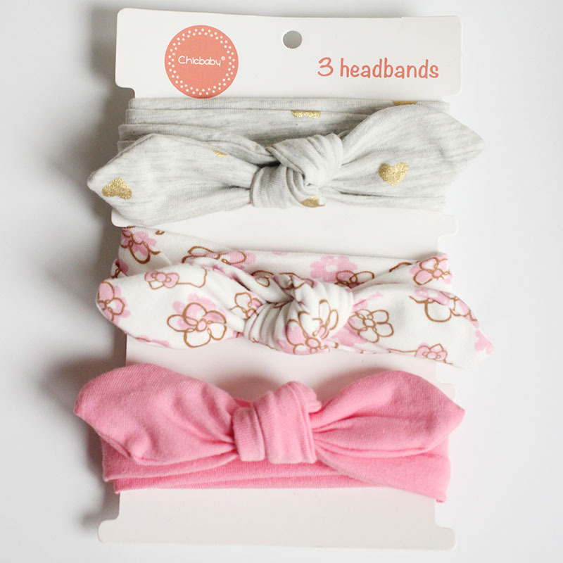 Fashion Bow Knot Cotton Printing Hair Band 3 Pieces