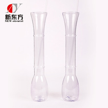 PVC材料飲料長頸水杯 透明長頸吸管水杯 旅游景區小店一次性水杯