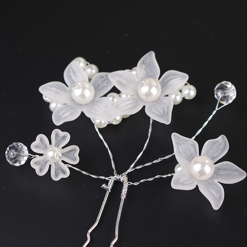 Korean-style pearl bridal tiara, updo white hair plug wedding accessories small hairpin wedding accessories styling headpiece