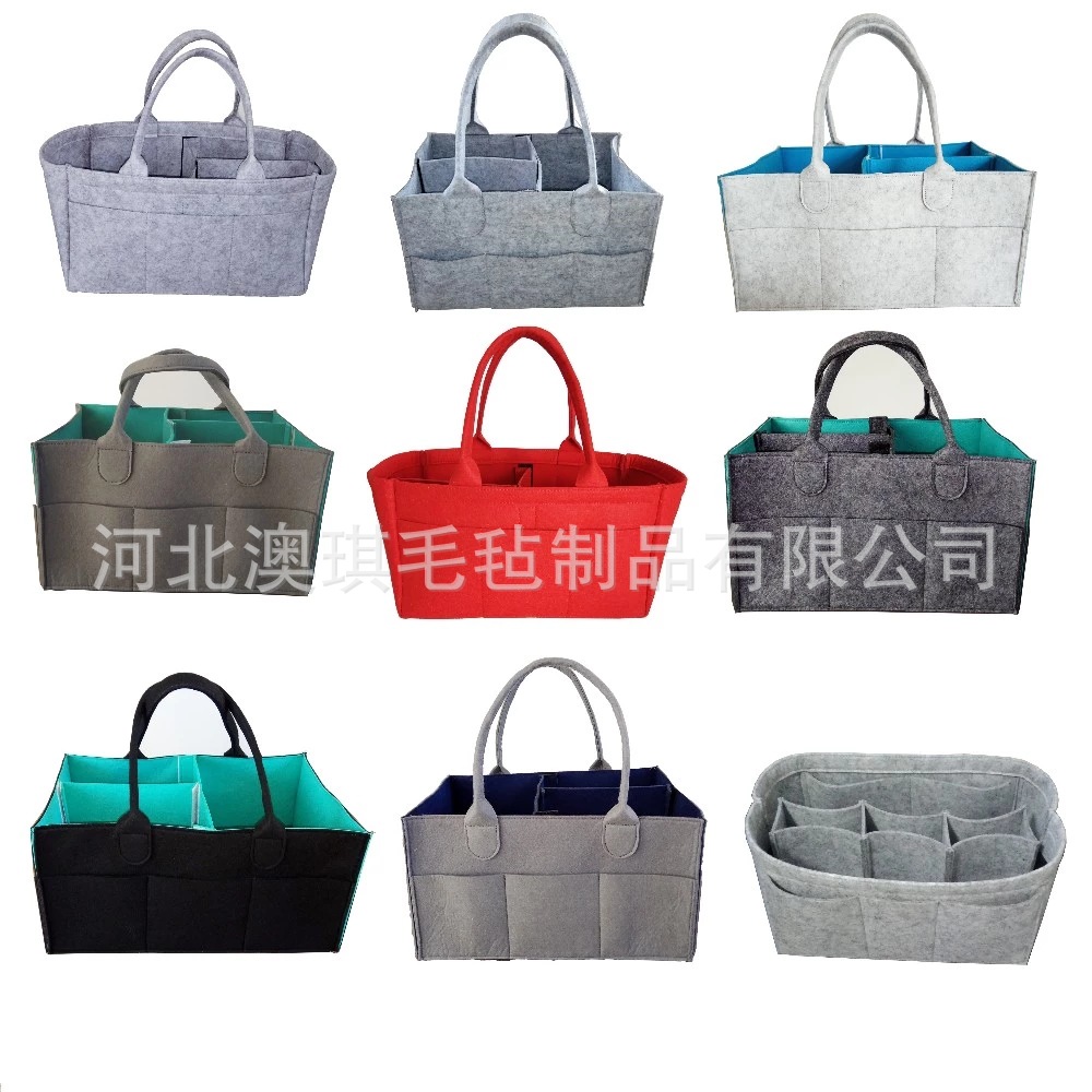 wholesale customized logo Disassembly and assembly fold portable portable Maternity Storage bag felt Diaper Bag