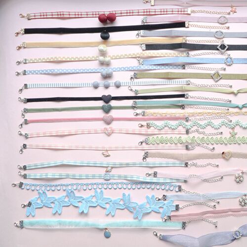 Collection 2 Days Korean New Fashion Jewelry Choker Necklace Lace Band Short Clavicle Chain Sweatshirt Chain Necklace
