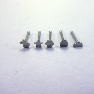 2018新款上市不锈钢冲压图案细针直鼻钉星形桃心月亮梅花穿剌鼻环