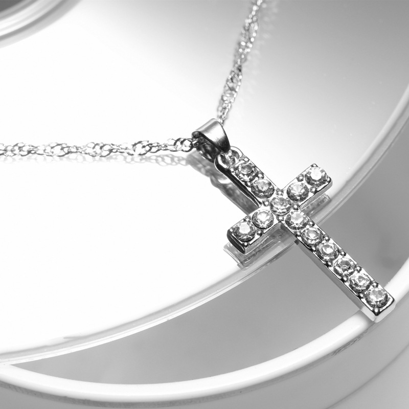 Hip Hop Cross Pendant Diamond Necklace display picture 8