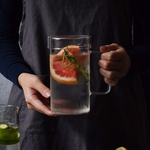 Glass with Lid and Handle Transparent Water Cup Large Office Flower Tea Cup Cold Drink Cup Coke Juice Cup