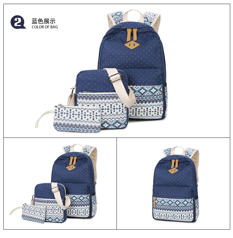 Fashion Ethnic Printed Canvas Multifunctional Three-piece Backpack Wholesale Nihaojewelry display picture 26
