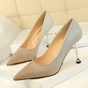 Korean fashion thin heel high heel shallow mouth pointed shiny color gradient color matching single shoes high heel wome