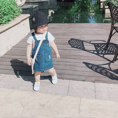 Tang Yuan Ma 2024 Spring Summer Autumn Three-Season Wearable Girls' Baby Korean Style Denim Overalls Dress