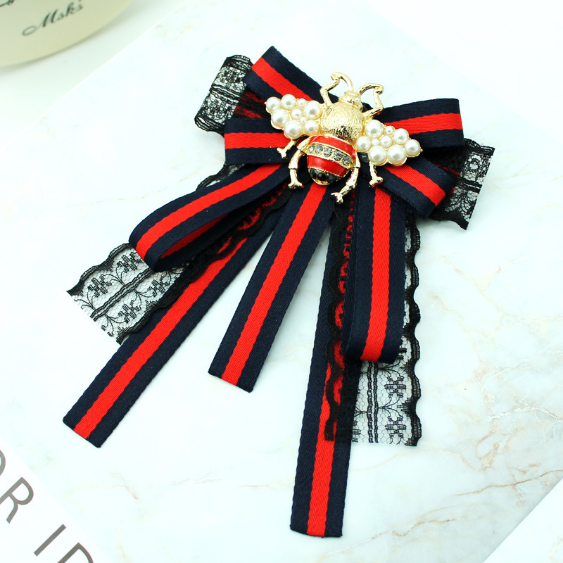 Bow Tie Bow Brooch Insect Collar Flower Striped Bug Korean Shirt Corsage Simple Coat College Pin Women