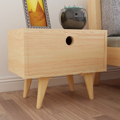简约木柜简易床头柜实木收纳柜储物柜松木床边小柜子电话桌|ms