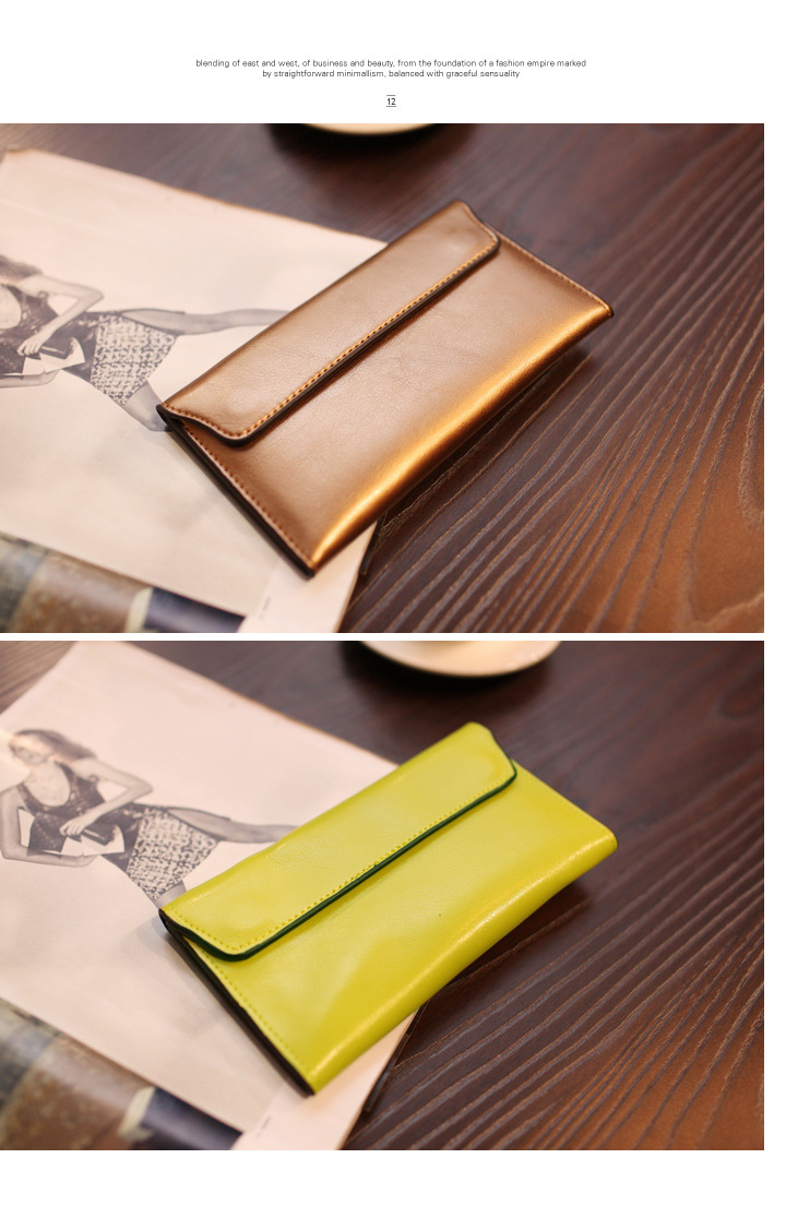 Women's Solid Color Leather Magnetic Buckle Wallets display picture 8