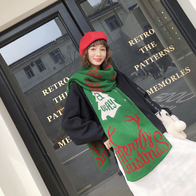 Paire de châles chauds en tricot d'hiver de Noël pour sœurs et étudiantes, écharpe douce, cadeau de Noël_voghion.com