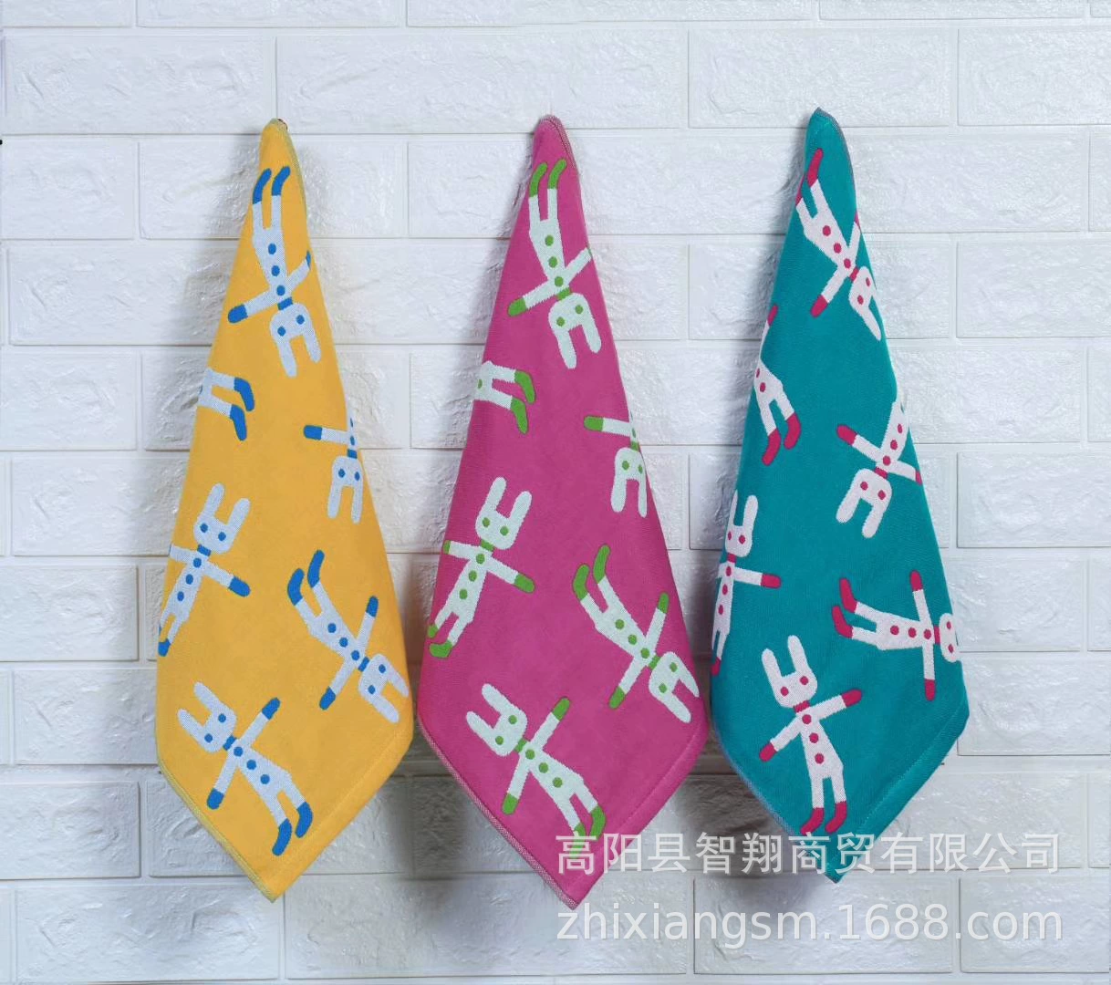 智阳 New Jacquard Machine Rabbit Water-absorbent and breathable four-layer gauze square towel Manufacturer wholesale kitchen towel