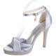 High quality hand-made Satin women's shoes, sweet, high heel and waterproof table, toe toe sandals, buckles, ladies' shoes.
