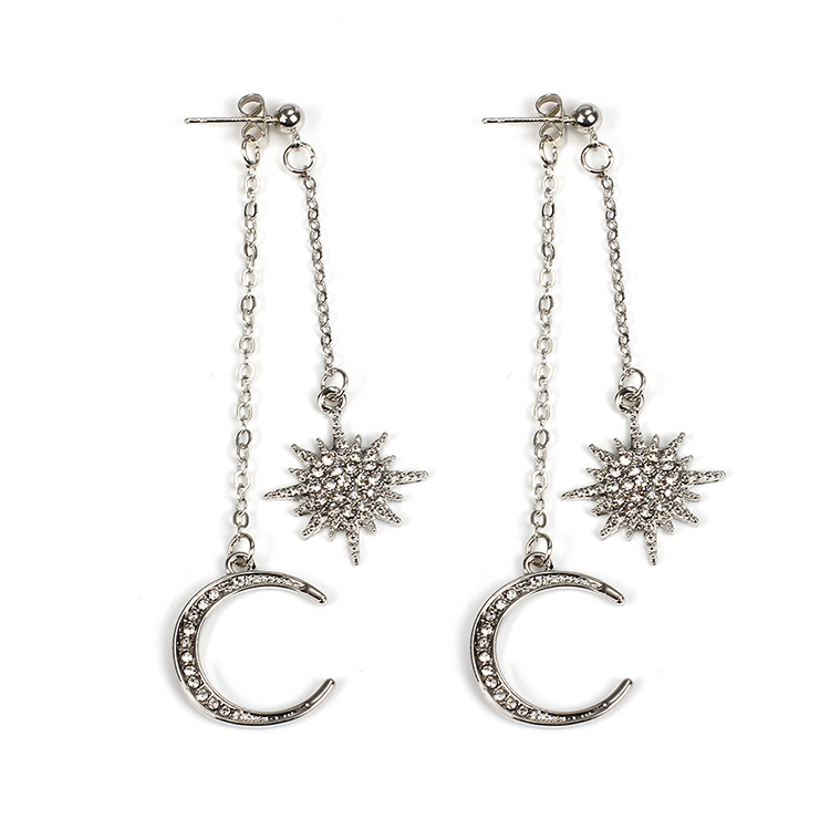 Fashion Trend Star And Moon  Dot Diamond Pendant Jewelry Women's Earrings Nihaojewelry display picture 3