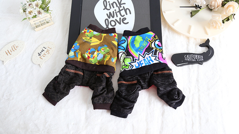 印花牛仔四脚衣