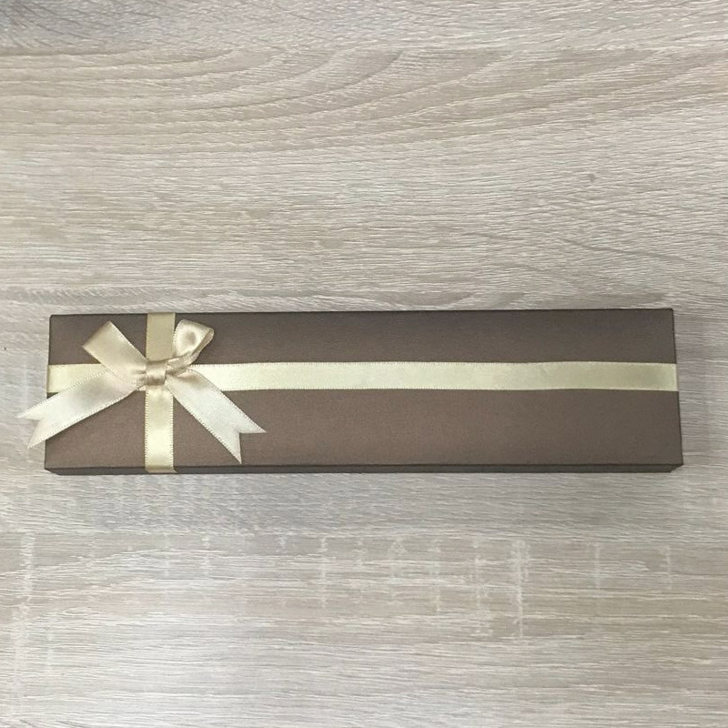Cuero rectangular larga franela de papel collar pulsera tobillera caja de regalo joyería arco caja de embalaje