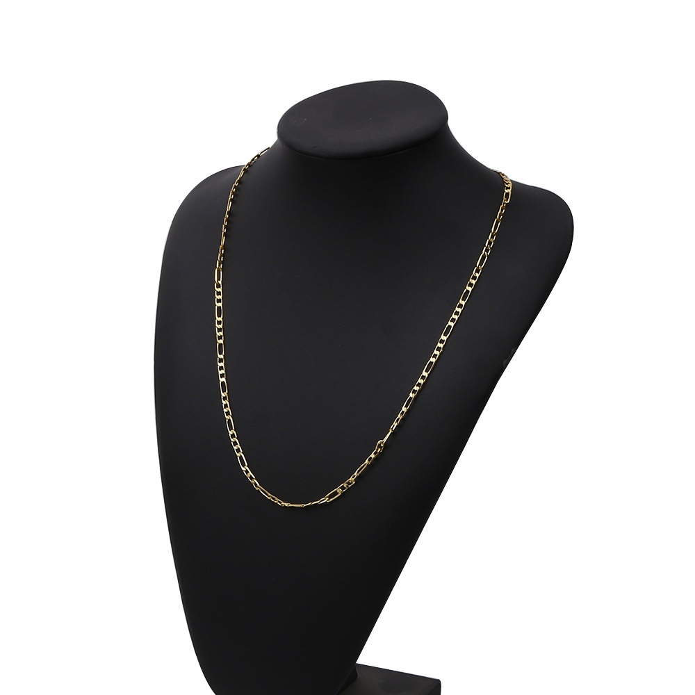 A straight 4mm wide 3-room 1 side with a gold-plated necklace_voghion.com