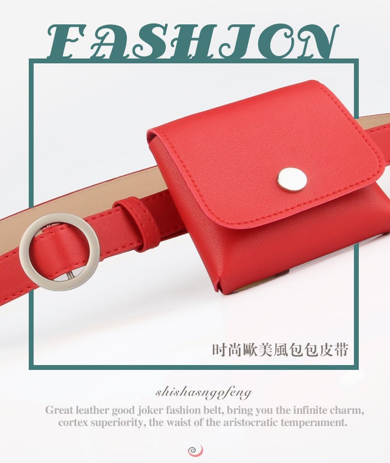 Fashion New Personalized Non-hole Round Buckle Thin Belt Waist Bag Female Casual Key And Coin Case Belt Belt Wholesale display picture 7