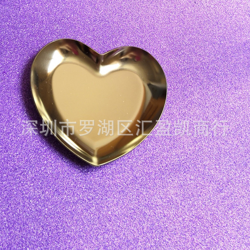 Golden Stainless Steel Nordic Heart-shaped Tray Ins Heart-shaped Tray Cosmetic Jewelry Nail Art Tray Ornament Tray Sweetheart Tray