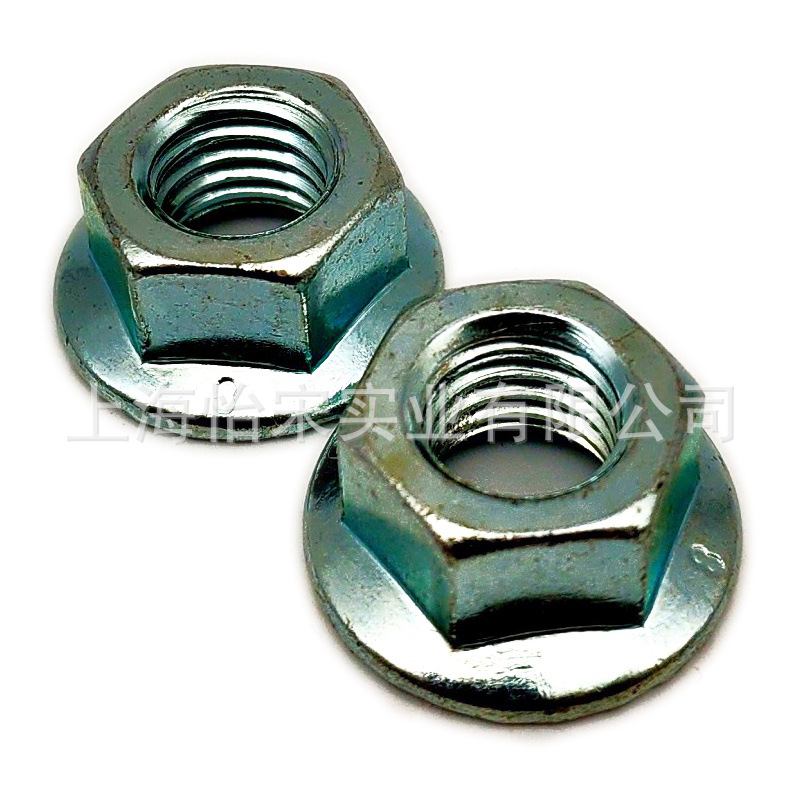 4级日标JIS B1190蓝白锌彩锌六角法兰面防松锁紧螺母M8