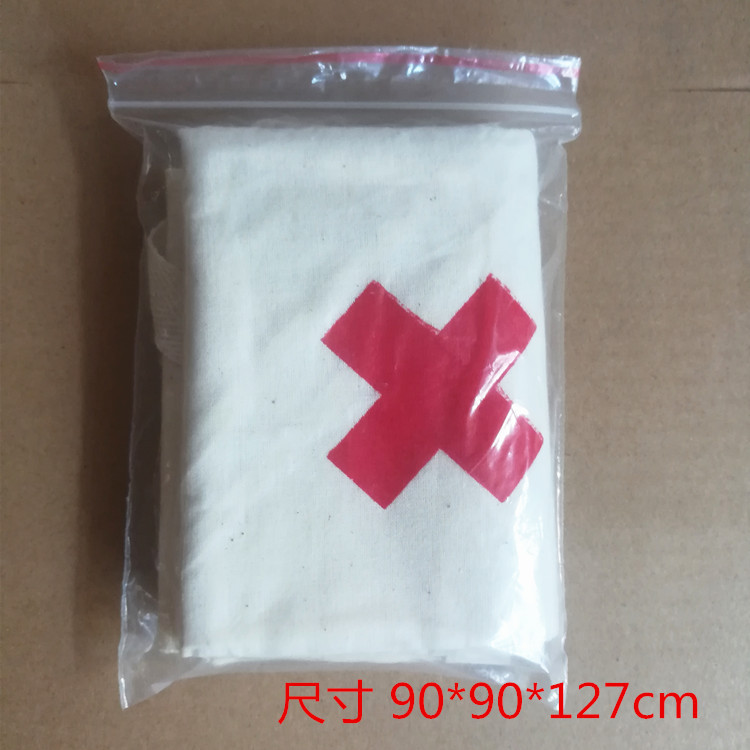 纯棉布三角绷带两根织带印红十字红会培训急救包配件90*90*127