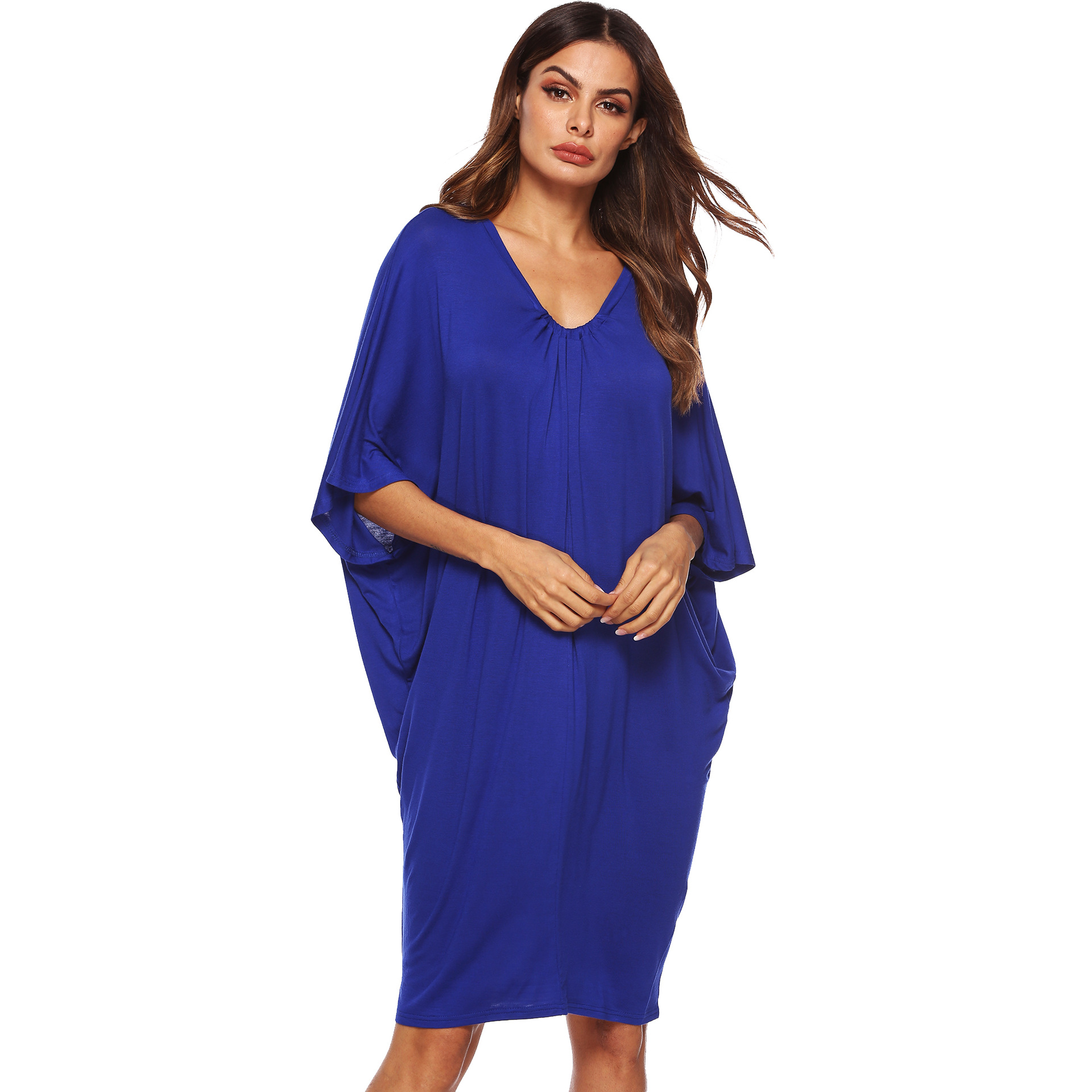 Loose Casual Batwing Sleeve Deep V Dress for Women Spring Summer Collection Comfortable Fit Wholesale Available