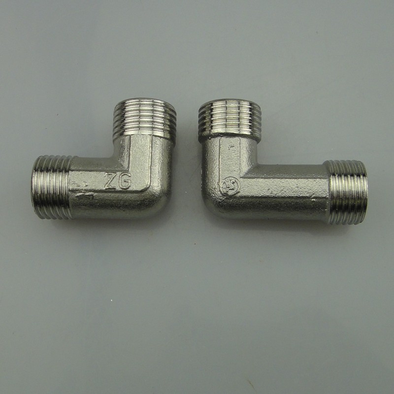 厂家供应 4分不锈钢双外丝弯头 90度弯头 1/2"燃气热水器水管接头