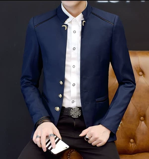 跨境亚马逊2020男士新款修身立领大码西服时尚潮流西装外套