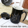 Black zodiac signs, ceramics, coffee cup for beloved with glass