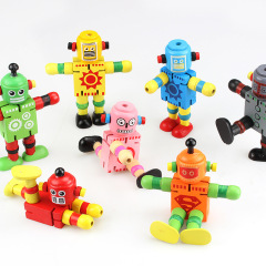 Wooden Robot Educational Fun Gift Transformable Wooden Golden Robot Street Stall Toys Wholesale
