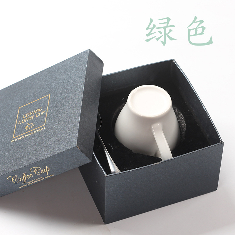 Taza de cerámica creativa taza de agua taza de moda simple taza de café caja de regalo conjunto de cuchara al por mayor