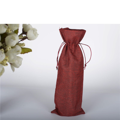 麻布雙抽繩束口酒瓶袋 香槟750ml紅酒袋15*37 婚慶禮品包裝酒瓶袋