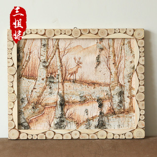 刻画桦木树皮画家居场合装饰大自然风格白桦树皮diy手工工艺画-阿里巴巴