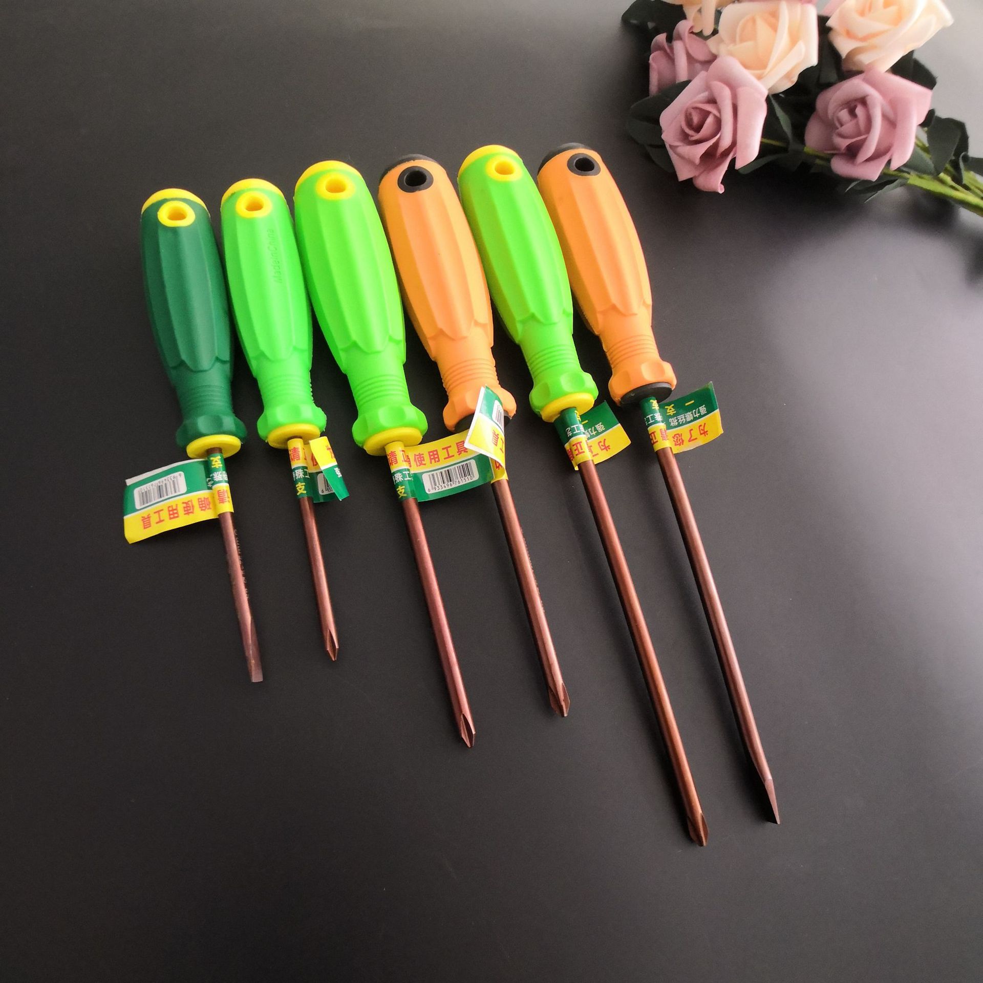 厂家批发一字十字346寸合金磁螺丝刀红杆防滑橡胶柄起子拆卸 工具