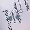 Crystal earings, organic sapphire retro earrings, Korean style, silver 925 sample, wholesale