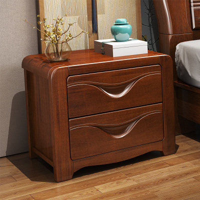 新中式床头柜 全实木床头柜 胡桃木床头柜 现代中式简约床头柜